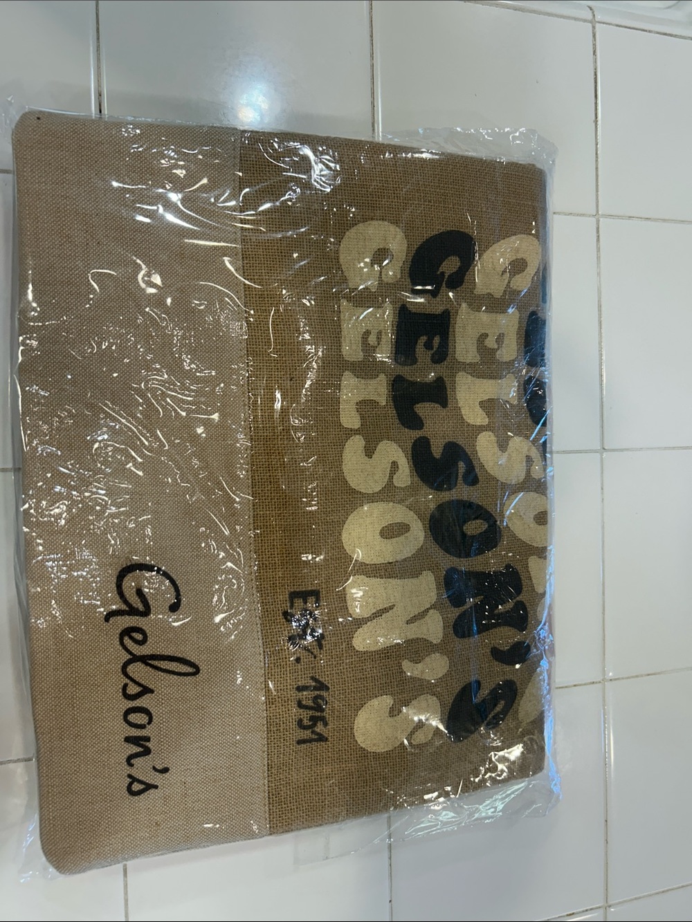 Beige Canvas Tote Bag with Logo Print